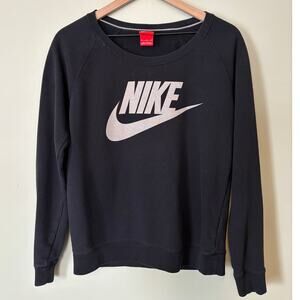 Nike Vintage Y2K Black Crew Neck Logo Sweatshirt Size Medium